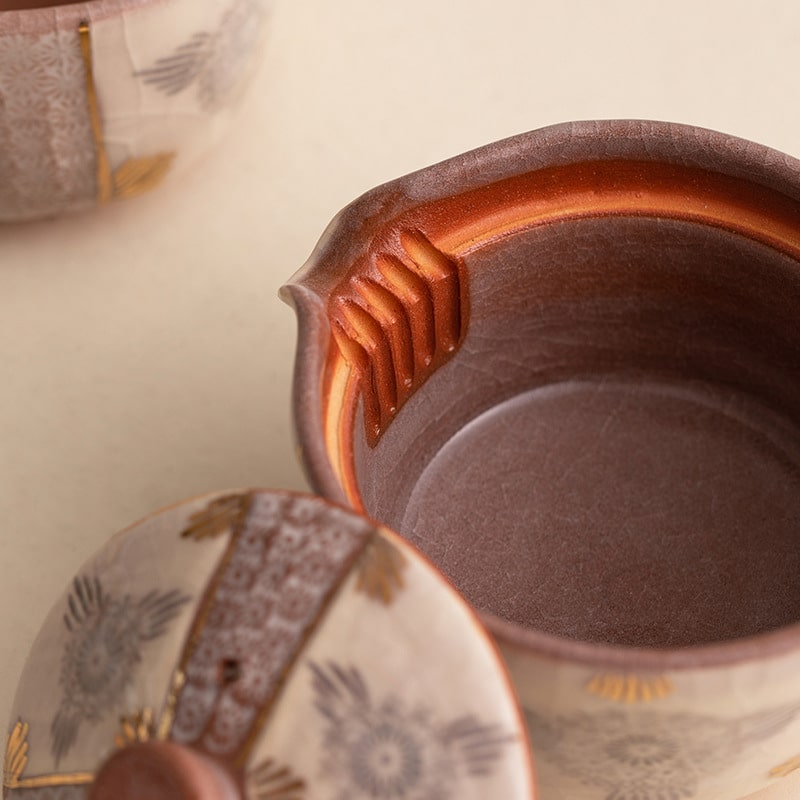 Japanese luxury teaware set showcasing traditional patterns.