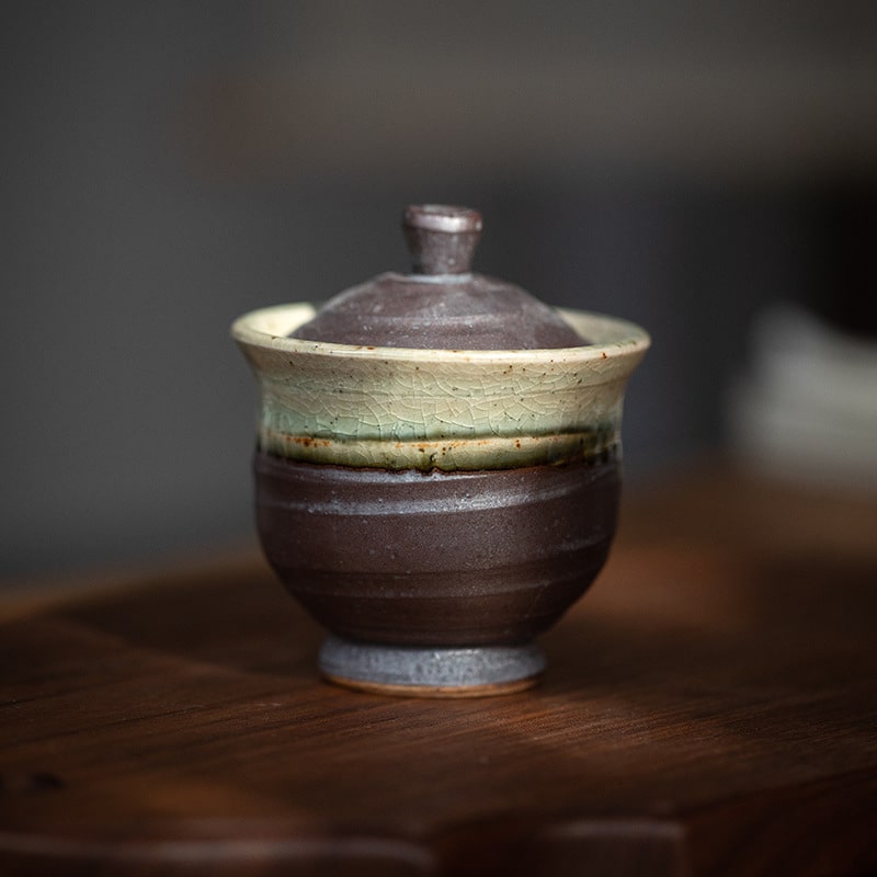 Japanese household tea set with intricate stoneware craftsmanship