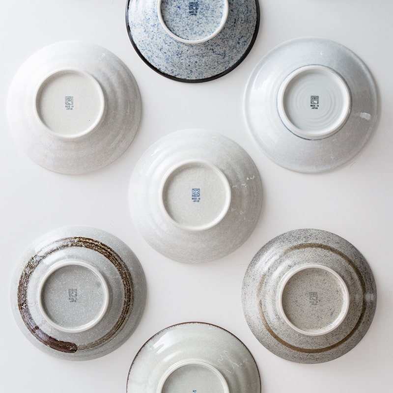 Underside view of durable ceramic dinner plates