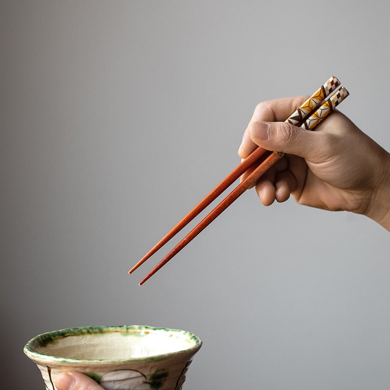 Durable and lightweight wooden chopsticks close-up