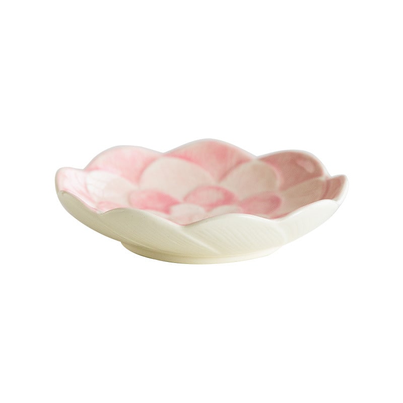 Delicate Japanese flower snack dish paired with tea