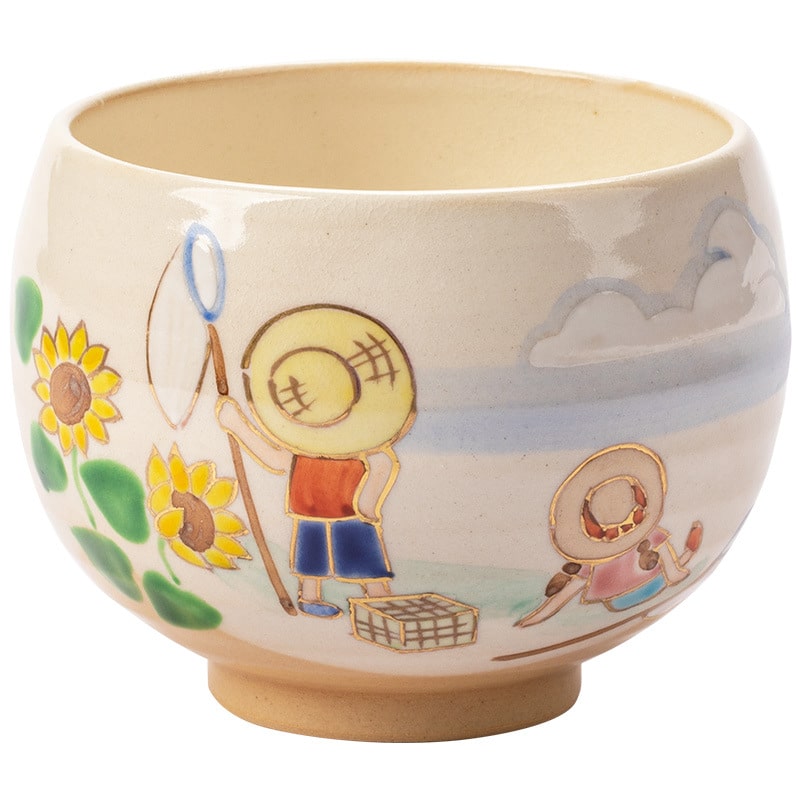 Artistic ceramic tea cups with detailed and vibrant painted patterns.