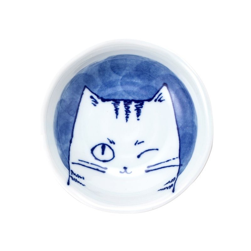 Green ceramic dessert bowl with adorable sleeping cat artwork