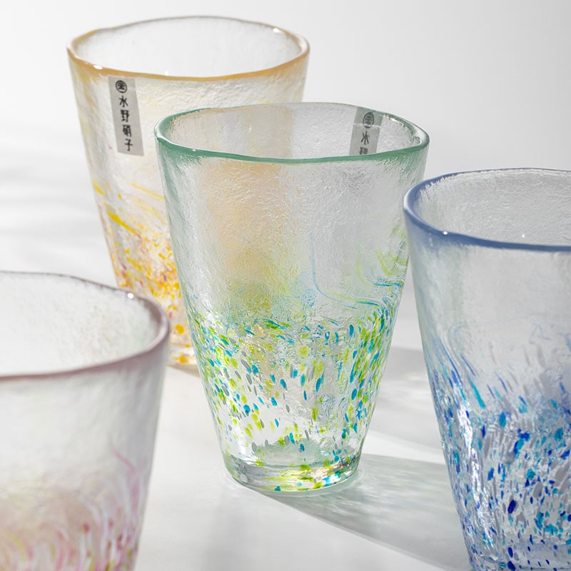 Vibrant colorful glass tumblers for modern dining