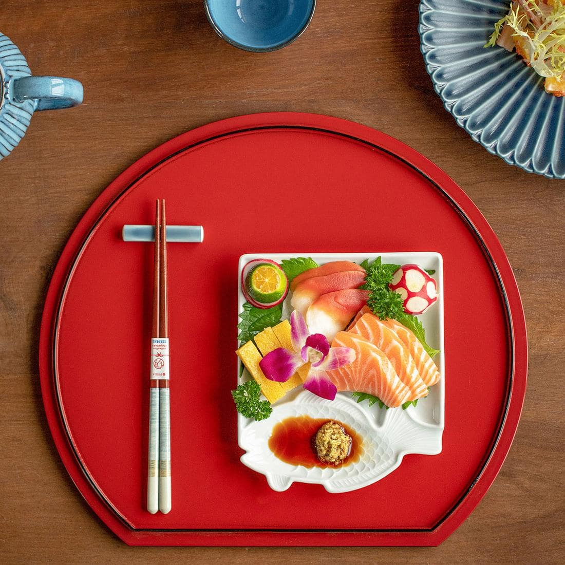 Close-up of durable wooden chopsticks with gold accents and smooth texture.