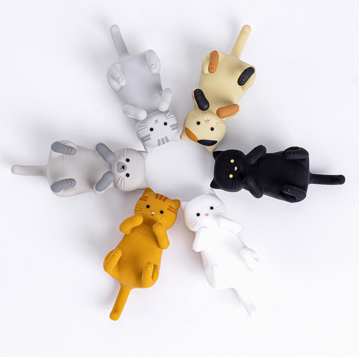 Set of cat-inspired chopsticks in various colors