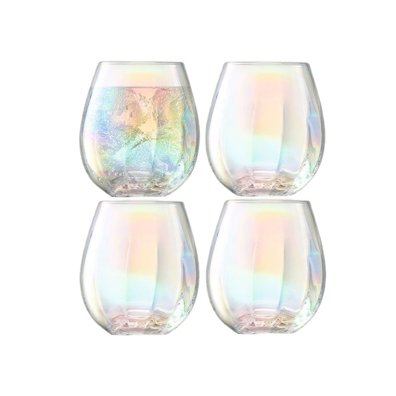 Stylish iridescent glass set for modern table settings.