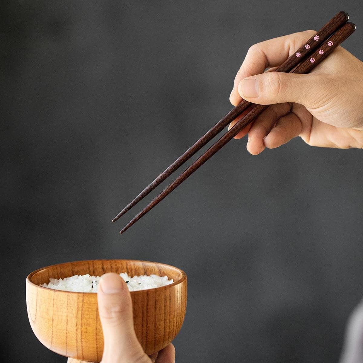 Set of cat-inspired chopsticks in various colors