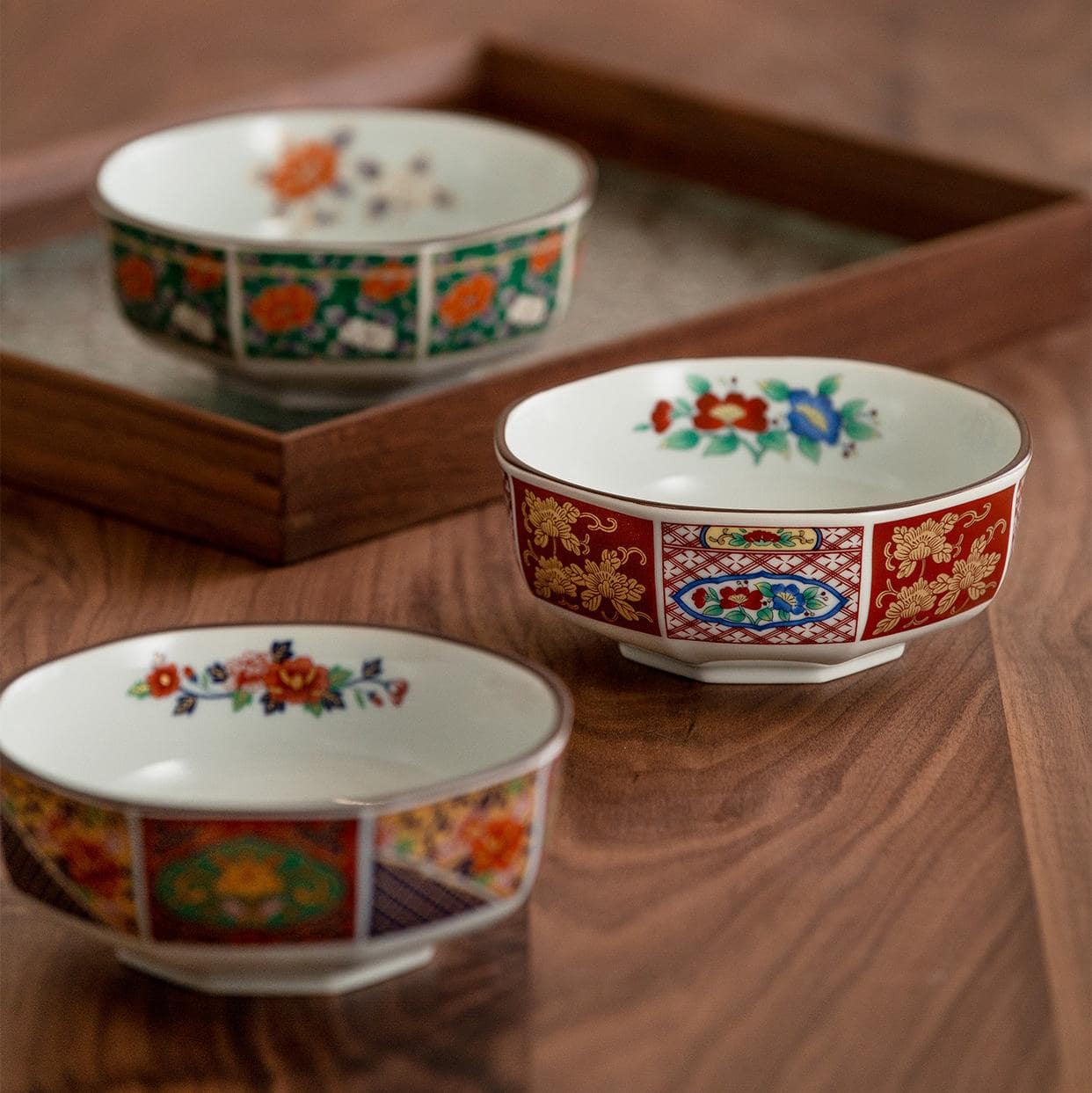 Artisan-crafted Japanese ceramic bowls with detailed artistry.