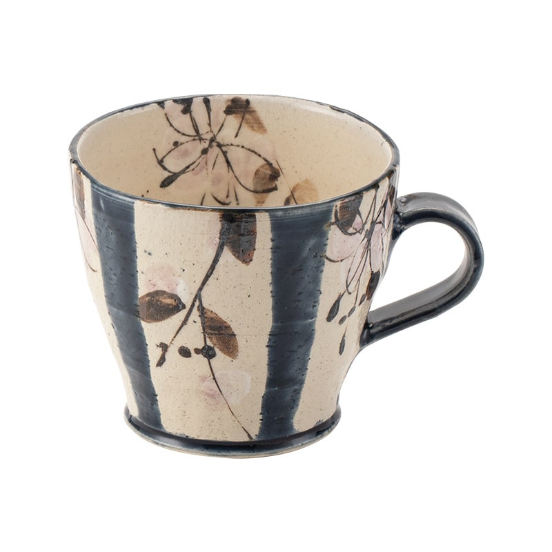 Pair of Japanese ceramic mugs with unique rustic charm