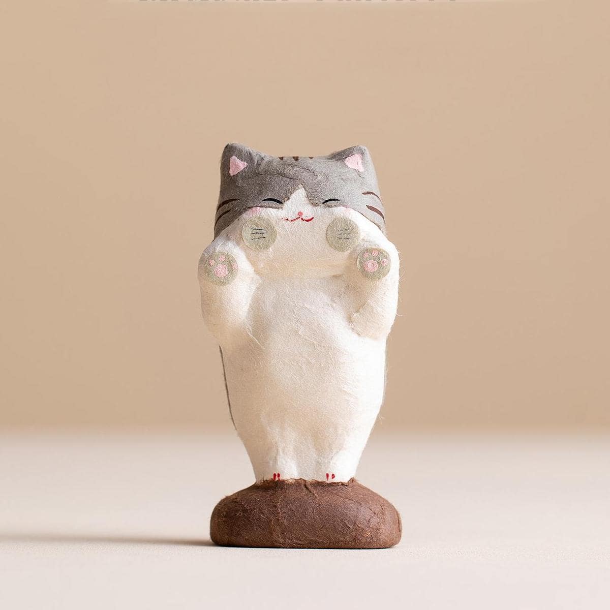 Handcrafted Japanese Longhutang ceramic cat figurine