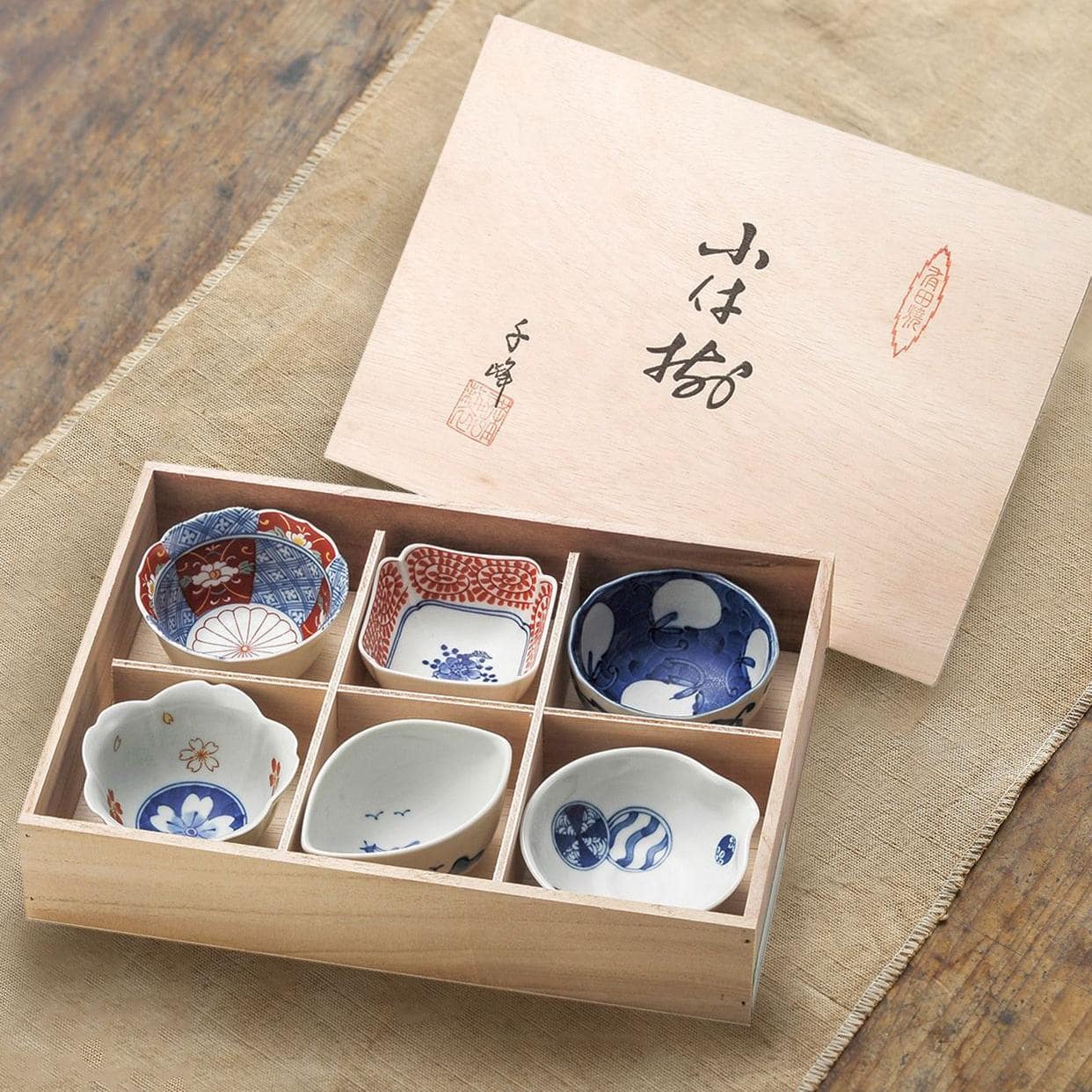 Assorted Japanese-style small serving bowls in vibrant designs