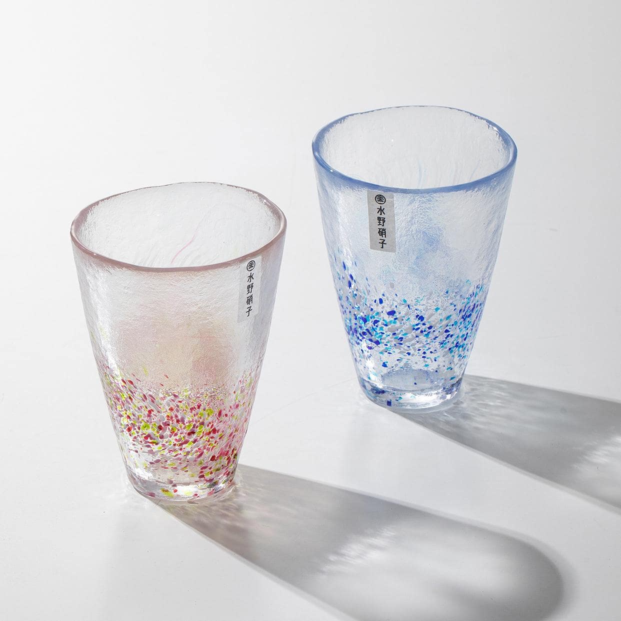 Durable handcrafted glass tumblers in radiant hues