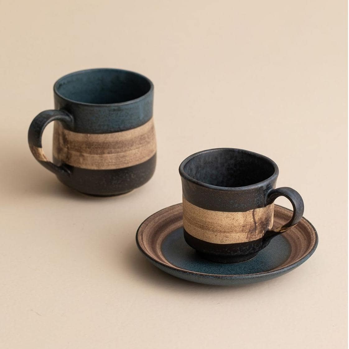 Modern rustic ceramic cup for cozy beverage moments.