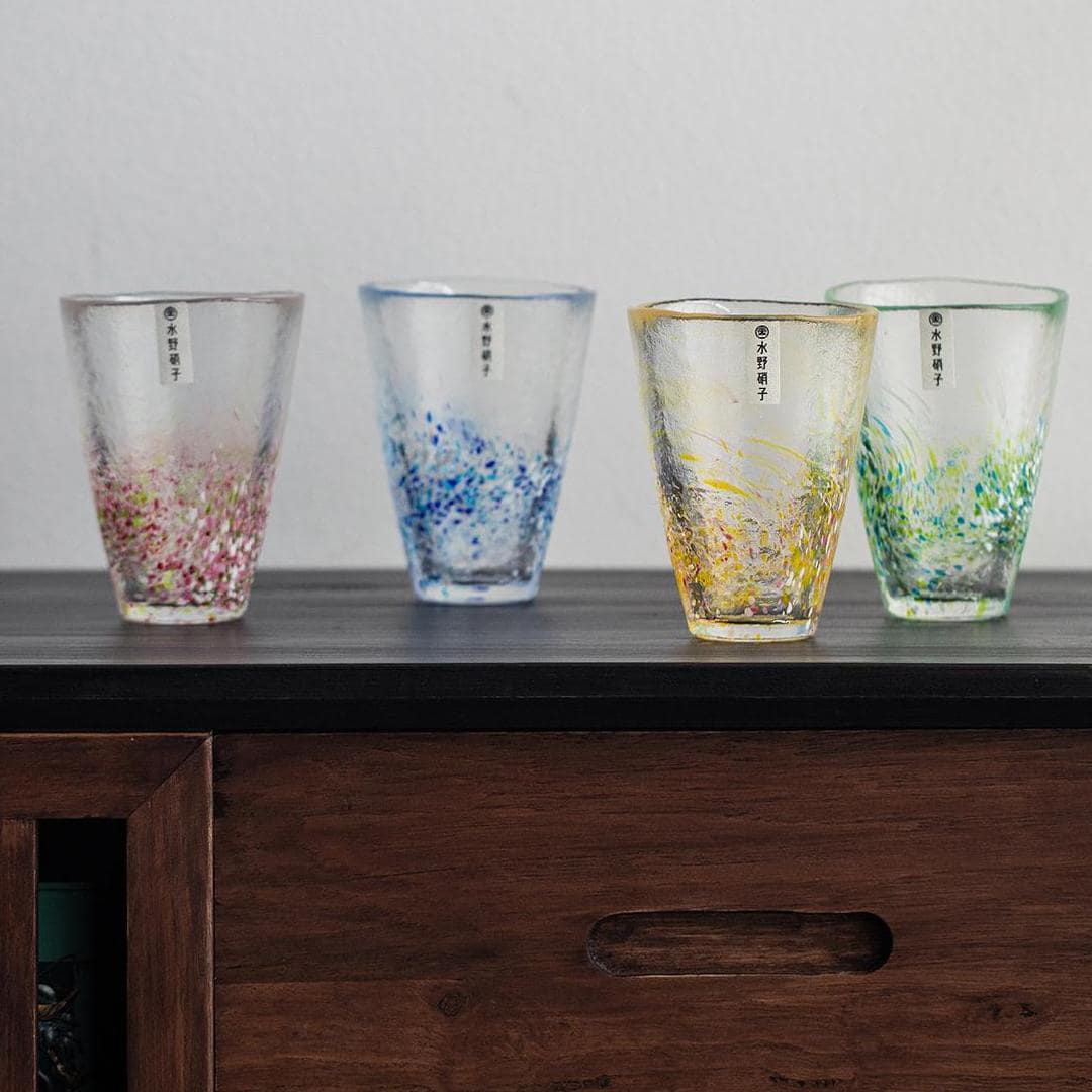 Durable handcrafted glass tumblers in radiant hues