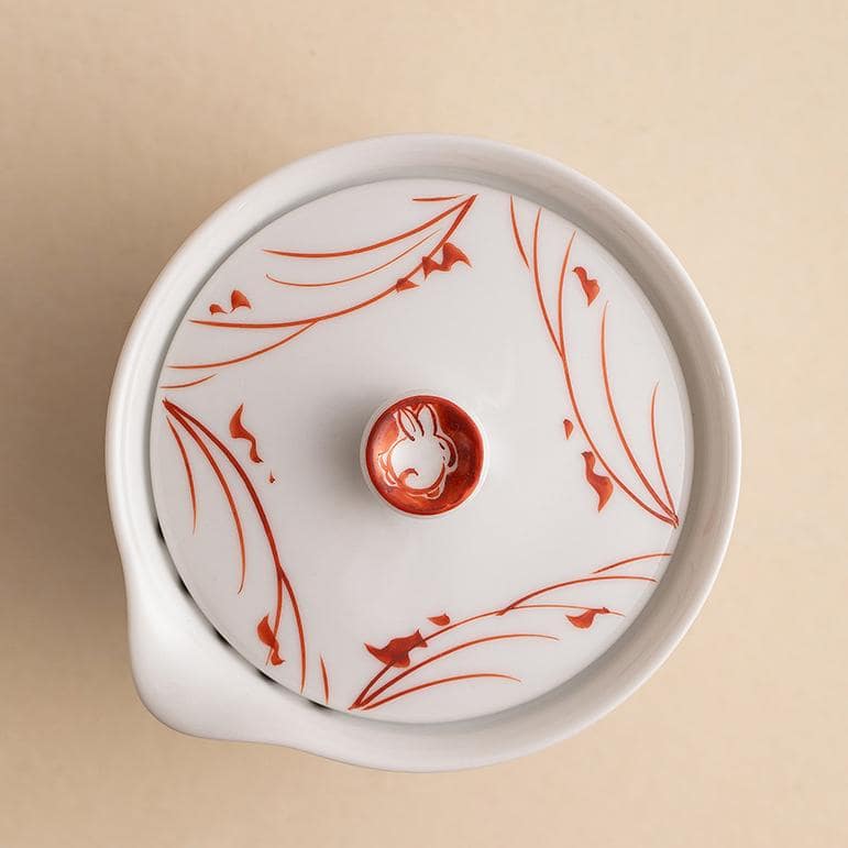 Bottom view of Rabbit Design Porcelain Teacup with red mark