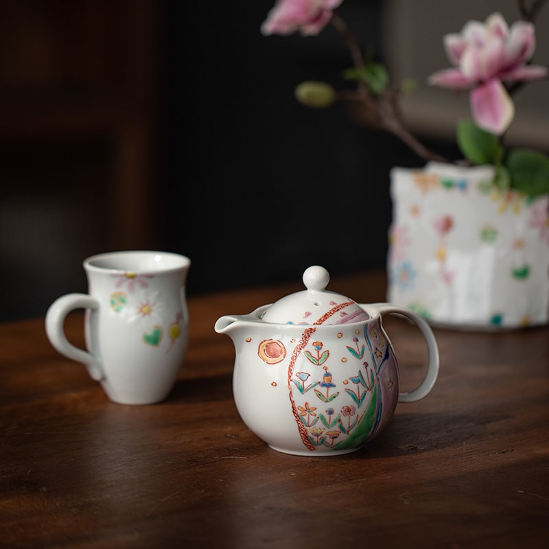 Artistic ceramic vase with hand-painted details