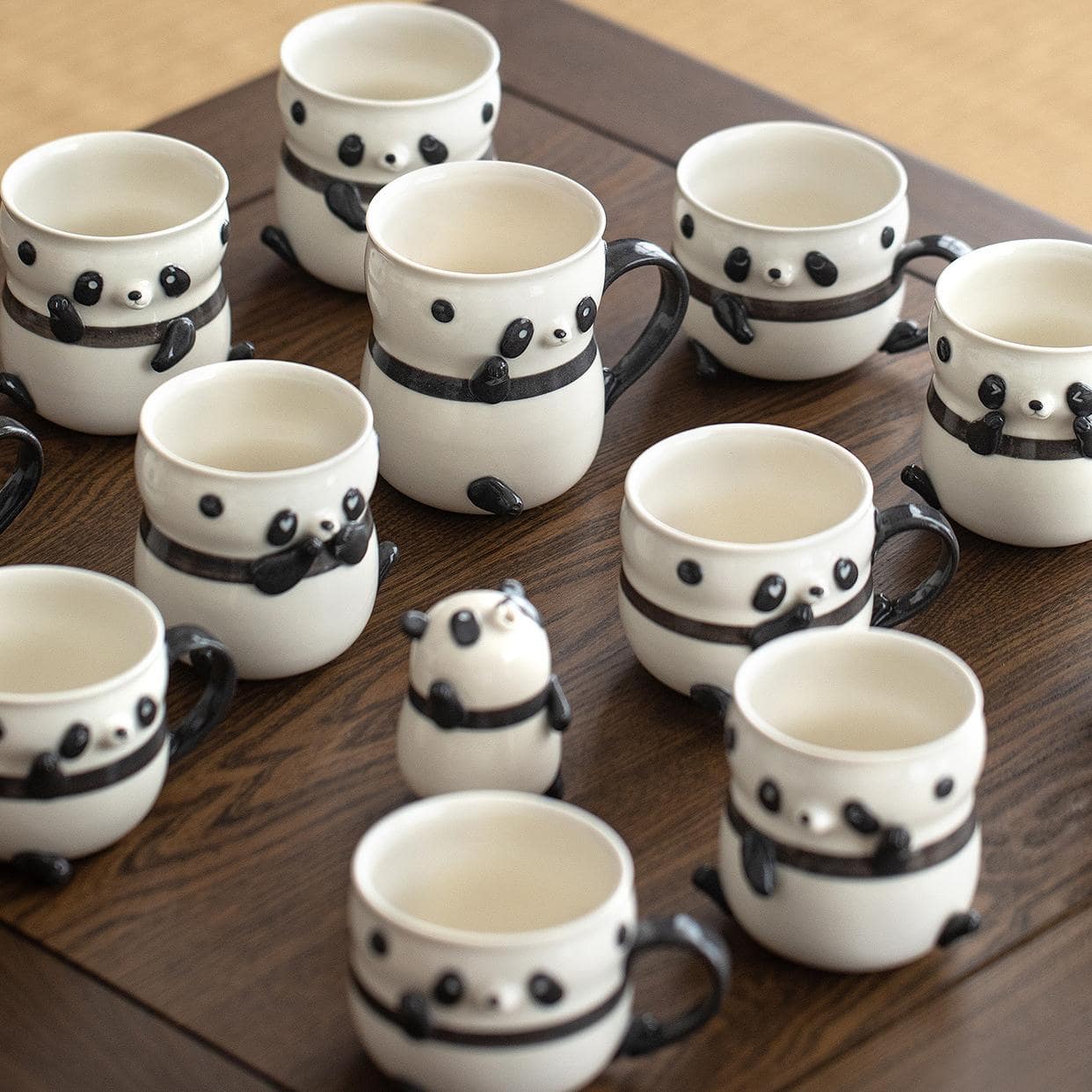 Set of fun panda-shaped coffee mugs for gifting and daily use