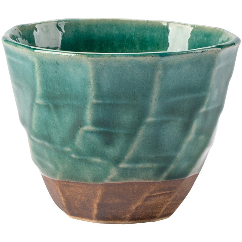 Interior view of ceramic cups with natural glaze detailing