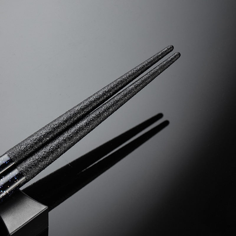 Non-slip pointed Japanese chopsticks close-up view.