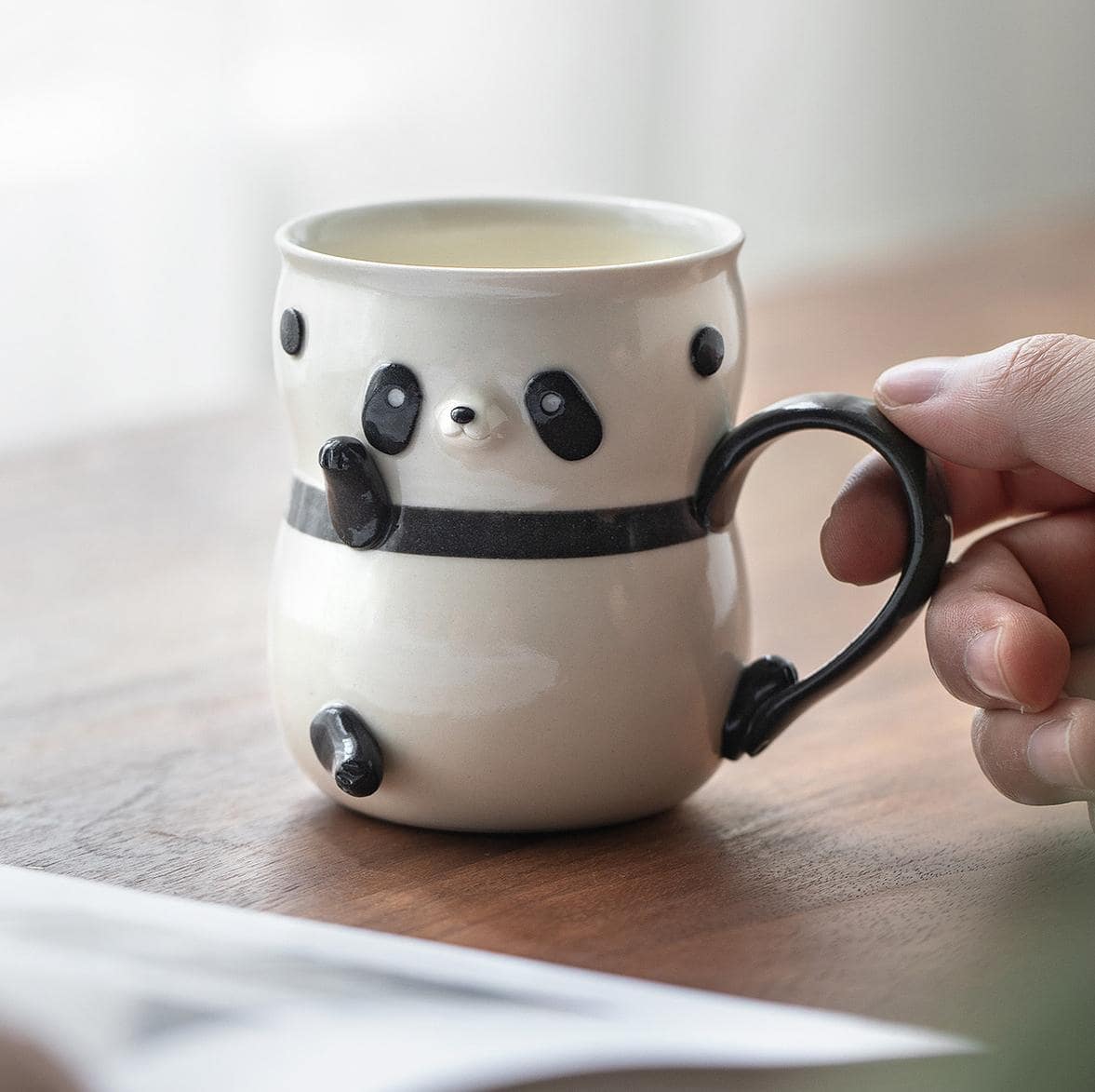 Set of fun panda-shaped coffee mugs for gifting and daily use