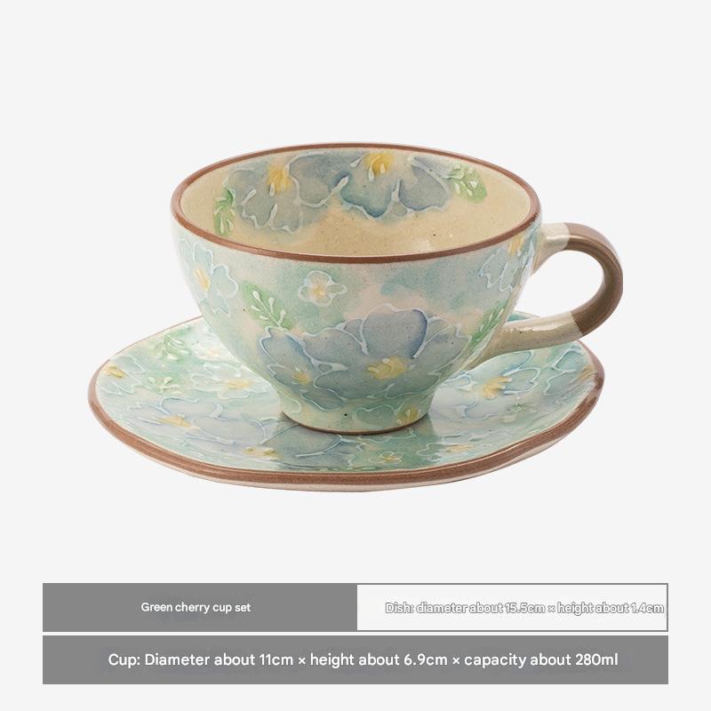 Handcrafted Floral Ceramic Cup & Saucer - Elegant Drinkware