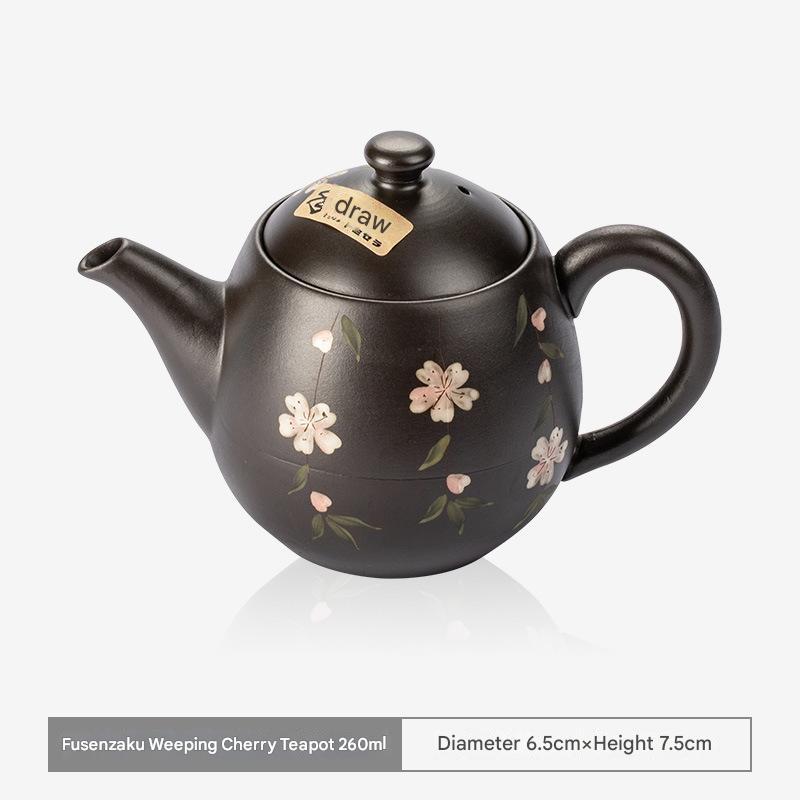 Handmade Japanese Kyusu Teapot - Cherry Blossom Design