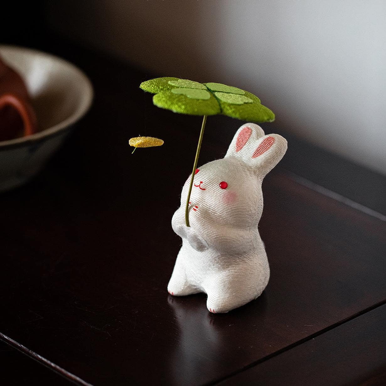 Group of Japanese Walking in the Rain ceramic animal ornaments.