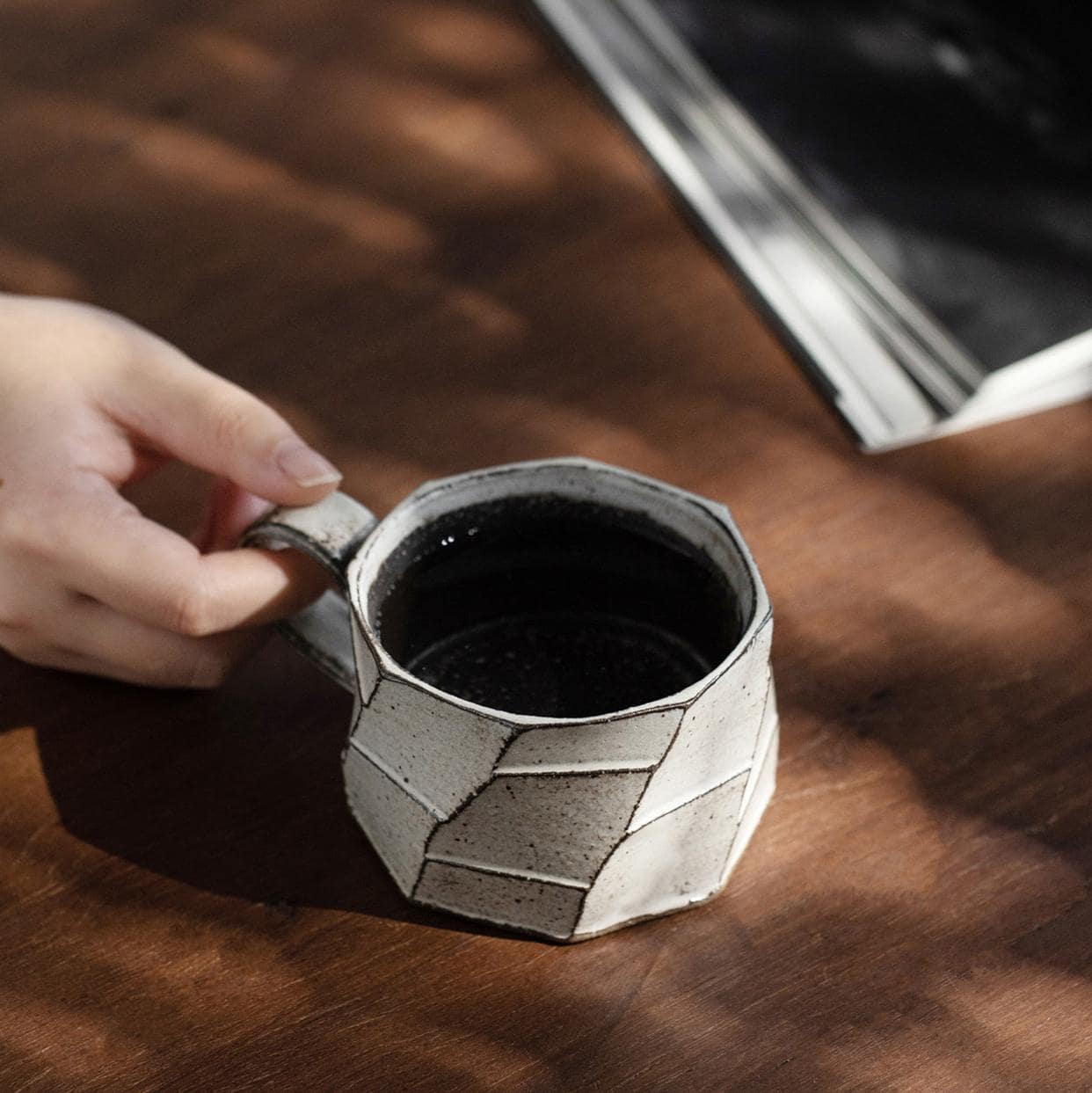 Modern minimalist ceramic mug for tea and coffee