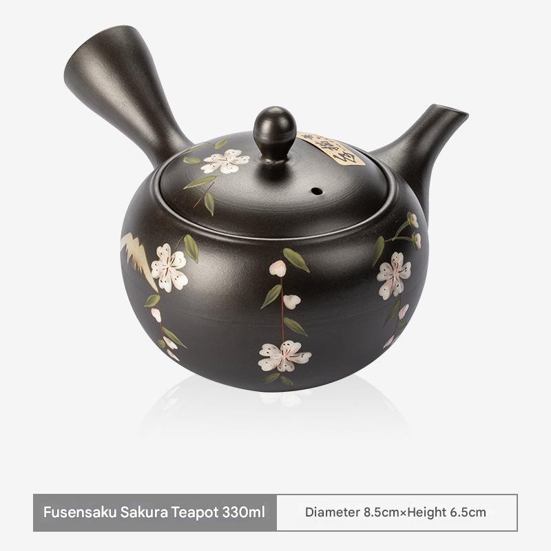 Handmade Japanese Kyusu Teapot - Cherry Blossom Design