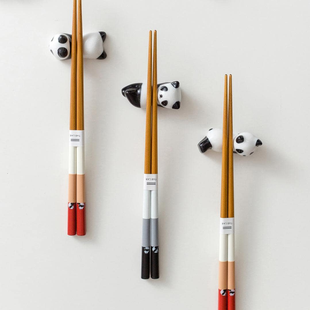 Close-up of Japanese panda chopsticks with vibrant colors