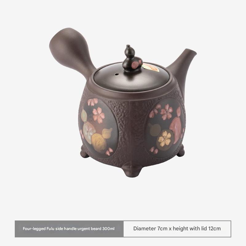 Handmade Japanese Kyusu Teapot - Cherry Blossom Design