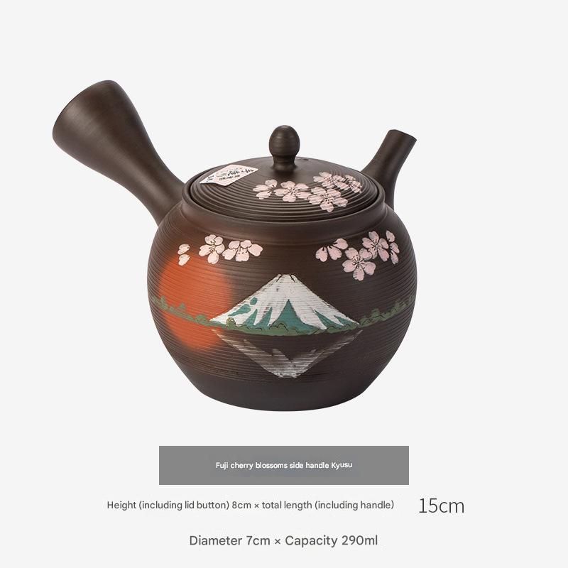 Handmade Japanese Kyusu Teapot - Cherry Blossom Design