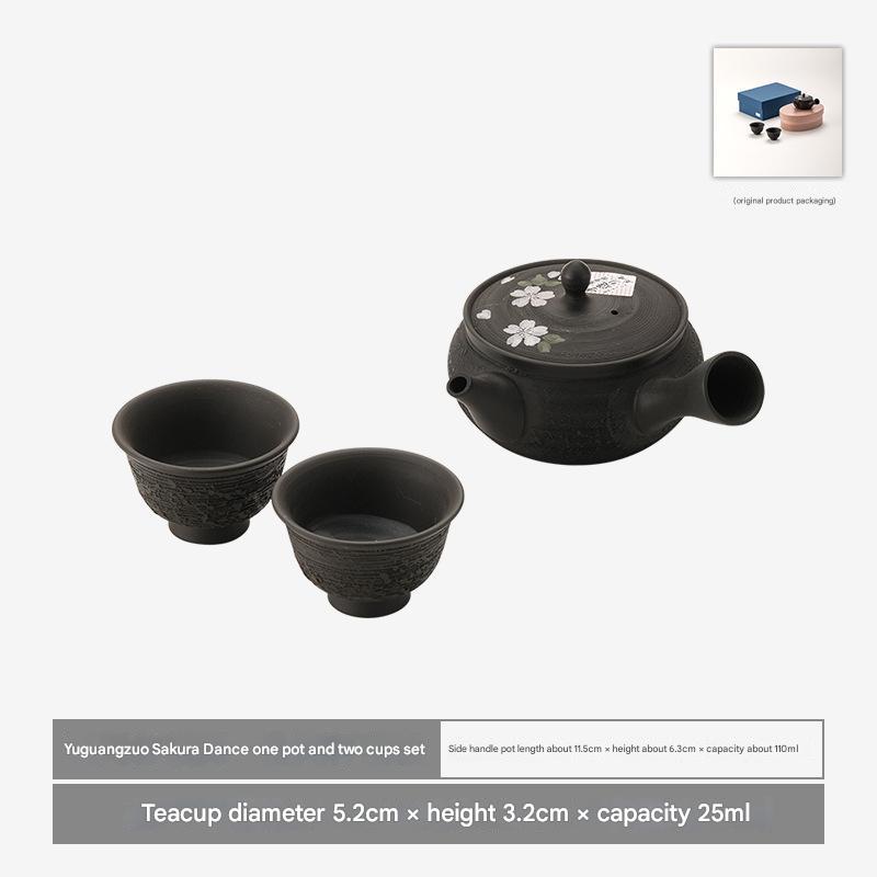 Handmade Japanese Kyusu Teapot - Cherry Blossom Design