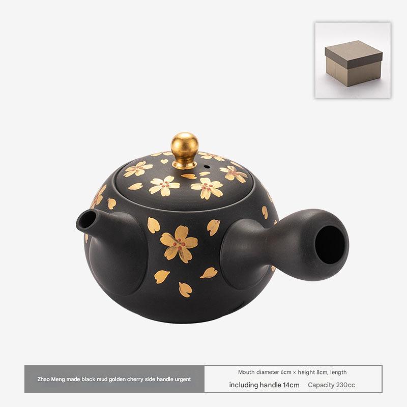 Handmade Japanese Kyusu Teapot - Cherry Blossom Design