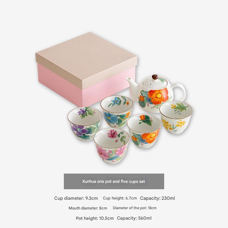 Elegant Floral Ceramic Teapot Set with Gift Box