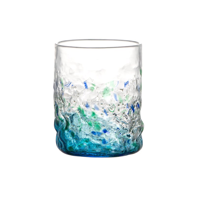 Heat-resistant luminous glass cup in green and blue tones