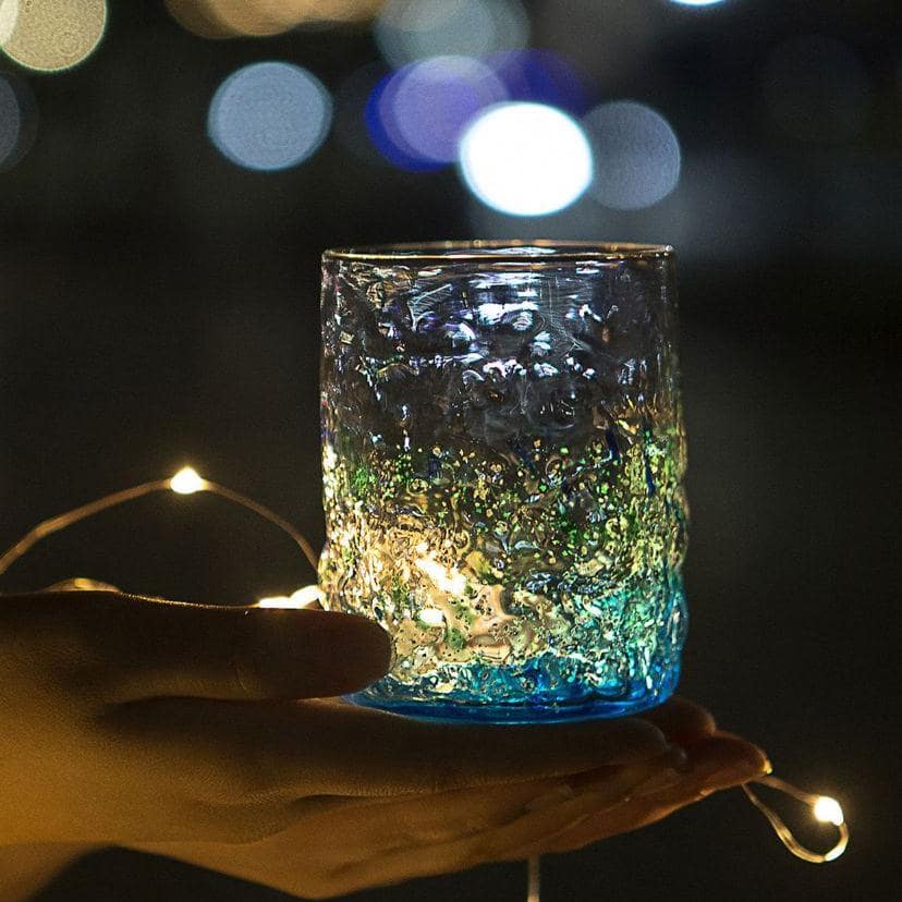 Close-up of Mizuno luminous glass with glowing texture