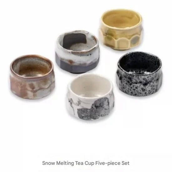 Handcrafted Ceramic Tea Cup Set - Rustic Textured Designs