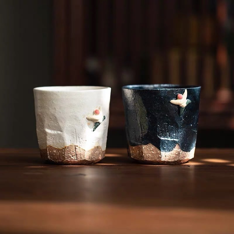 Elegant artisan tea cup with celestial-inspired design