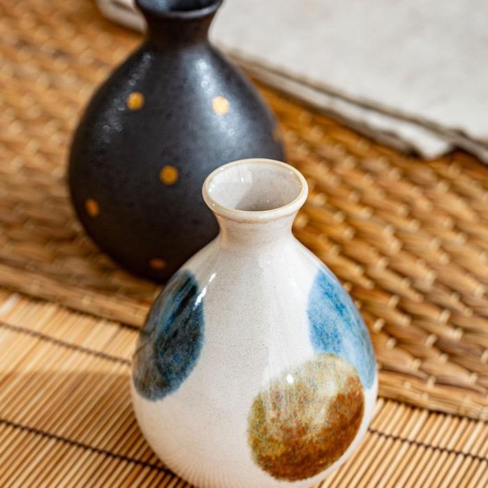 Unique ceramic sake set for warm and cold sake serving