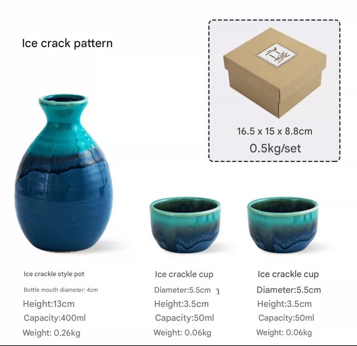 Unique ceramic sake set for warm and cold sake serving