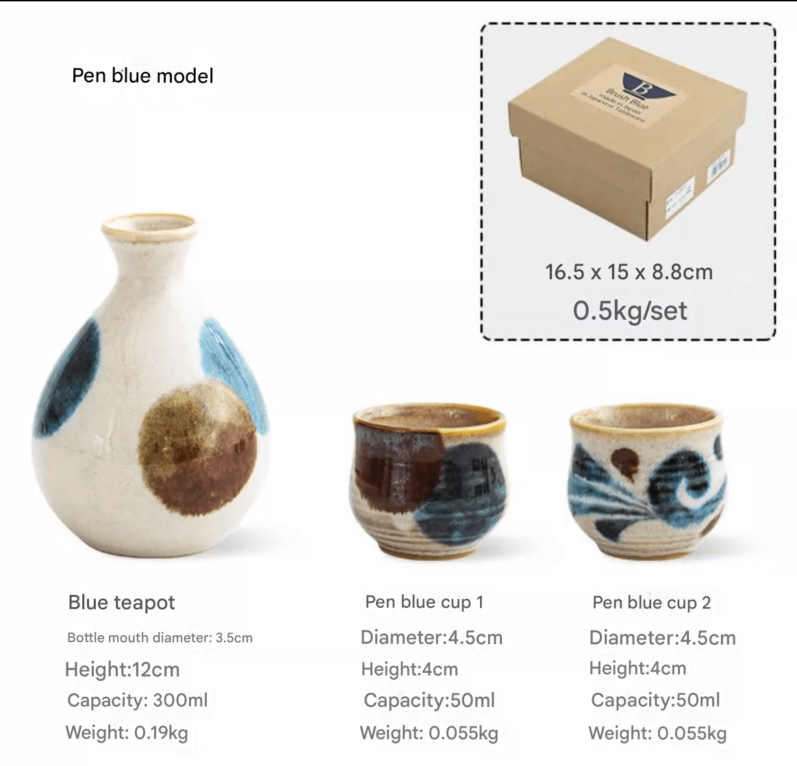 Elegant glazed ceramic sake carafe and cup set