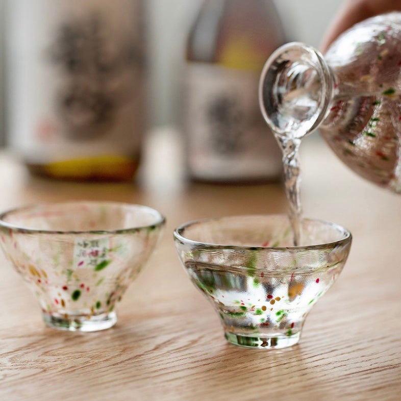 Japanese-style glass sake cups for refined drink experiences.