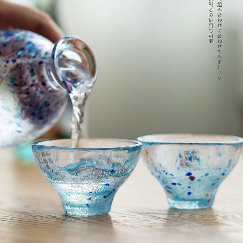 Japanese-style glass sake cups for refined drink experiences.