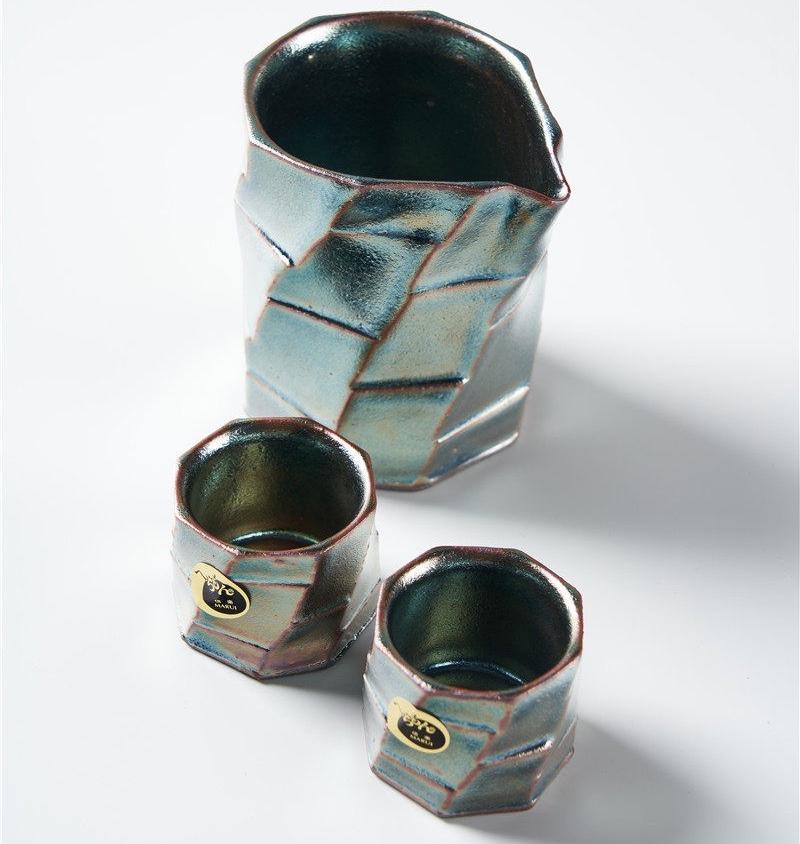 Modern and traditional ceramic Japanese tea set details