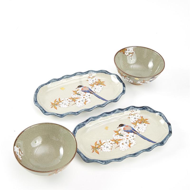 Japanese-inspired ceramic bowl with intricate artwork.