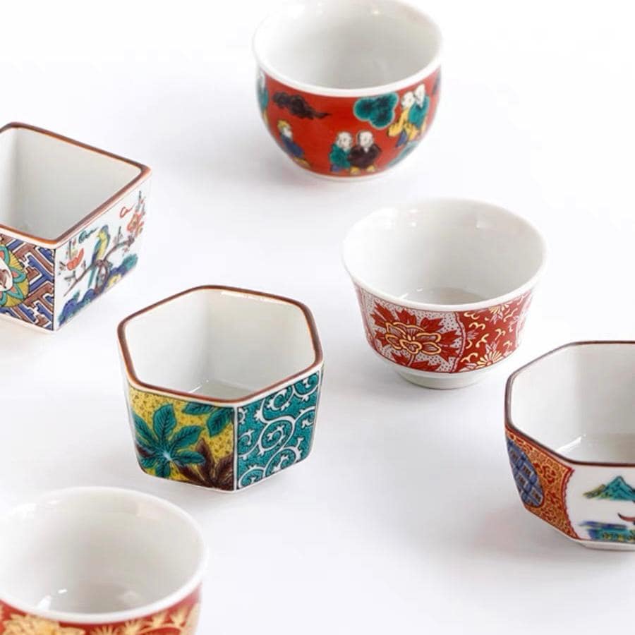 Handcrafted porcelain tea cups in a gift set