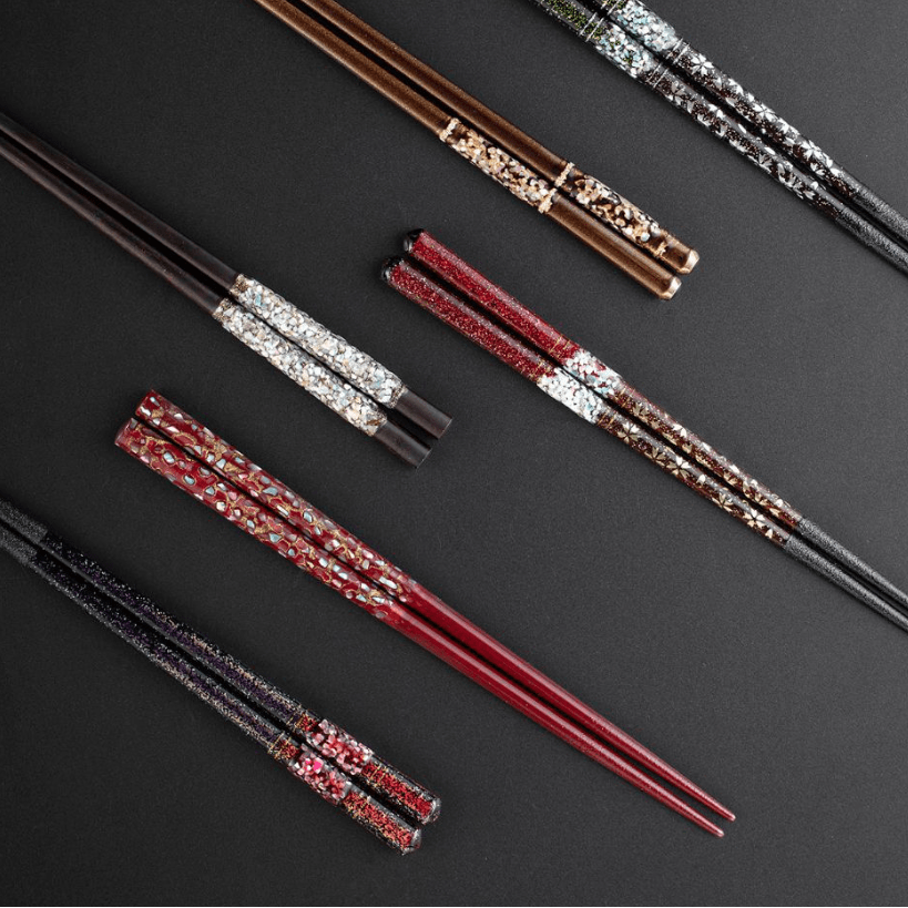 Handcrafted chopsticks with intricate inlay designs