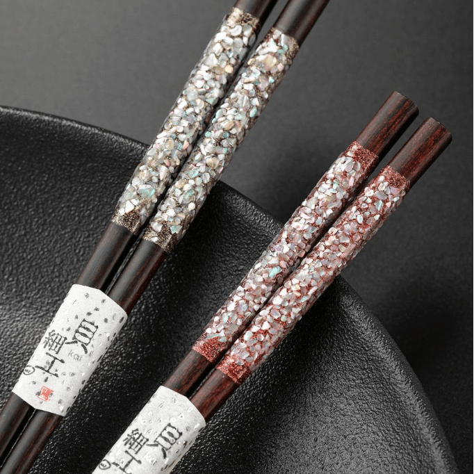 Decorative chopsticks with non-slip tips in a sleek gift box